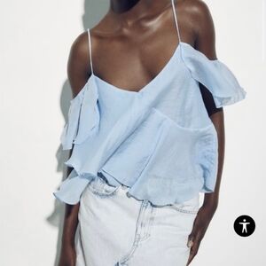 ZARA ruffled off shoulder top Size S NEW